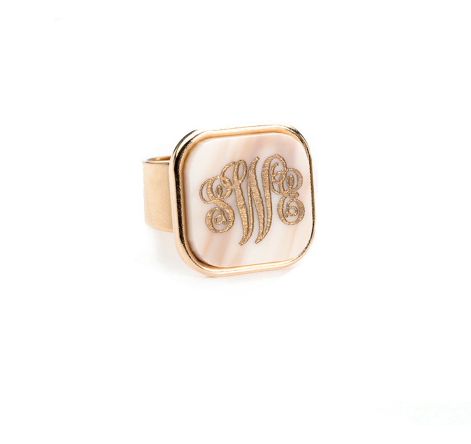 Square monogram ring on sale