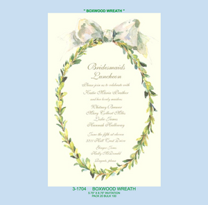 "Bow Boxwood Wreath" Invitation