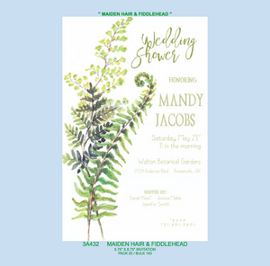"Maiden Hair & Fiddle Head Fern" Garden Party Invitation