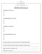 2026 New Years Goal Sheet * FREE *