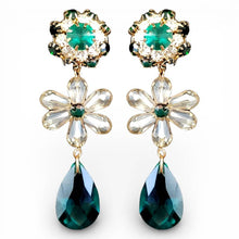 Elizabeth Blake Green Flower Statement Earrings | Handmade Jewelry