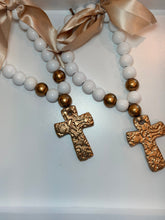 Hand Brushed Gold Leaf Cross Blessing Prayer Beds