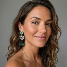 Elizabeth Blake Green Flower Statement Earrings | Handmade Jewelry