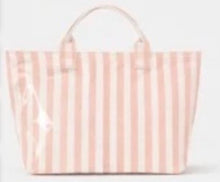 The Olivia Striped Tote - BubbleGum