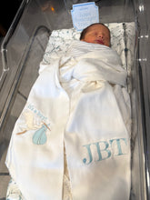 Baby Stork It's a Boy It's a Girl Monogrammed Swaddle Wreath Sash