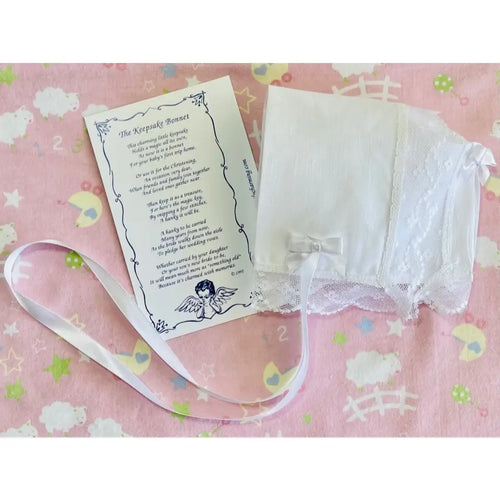 White Linen Baby Bonnet / Wedding Hankie