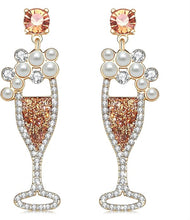 Champagne Glass Beaded Earrings