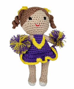 Cheerleader Toy Knit Doll Rattle 7"