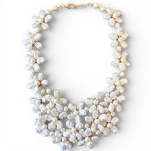 The Mary Alice Ivory Flower Bib Pearl Necklace | Handmade Statement Jewelry