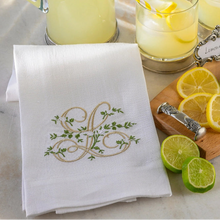 English Linen Letter Floral Tea Towel