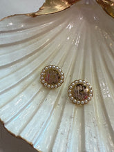 Petite Pearl Circle Engraved Earrings