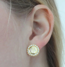 Petite Pearl Circle Engraved Earrings