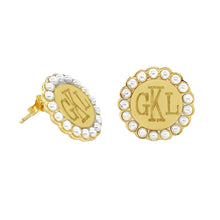 Petite Pearl Circle Engraved Earrings