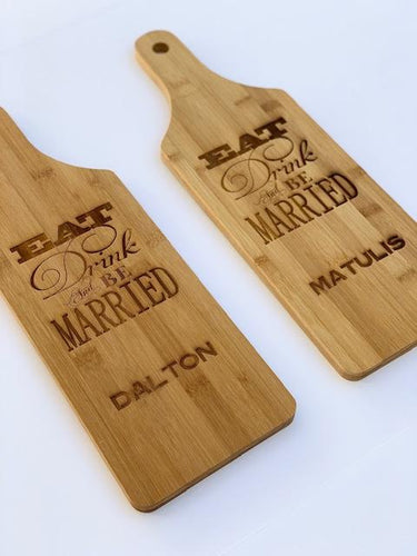 Eat, Drink & Be Married Charcuterie / Cutting Board with Family Name