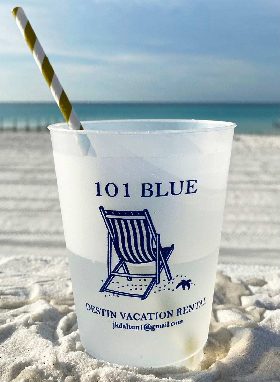 Beach Chair with One to Three Lines of Text - 16 oz. Shatterproof Cups