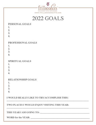 2022 New Years Goal Sheet * FREE *