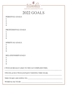 2022 New Years Goal Sheet * FREE *