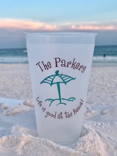 Beach Umbrella Two Color Printing - 20 oz. Shatterproof Cups