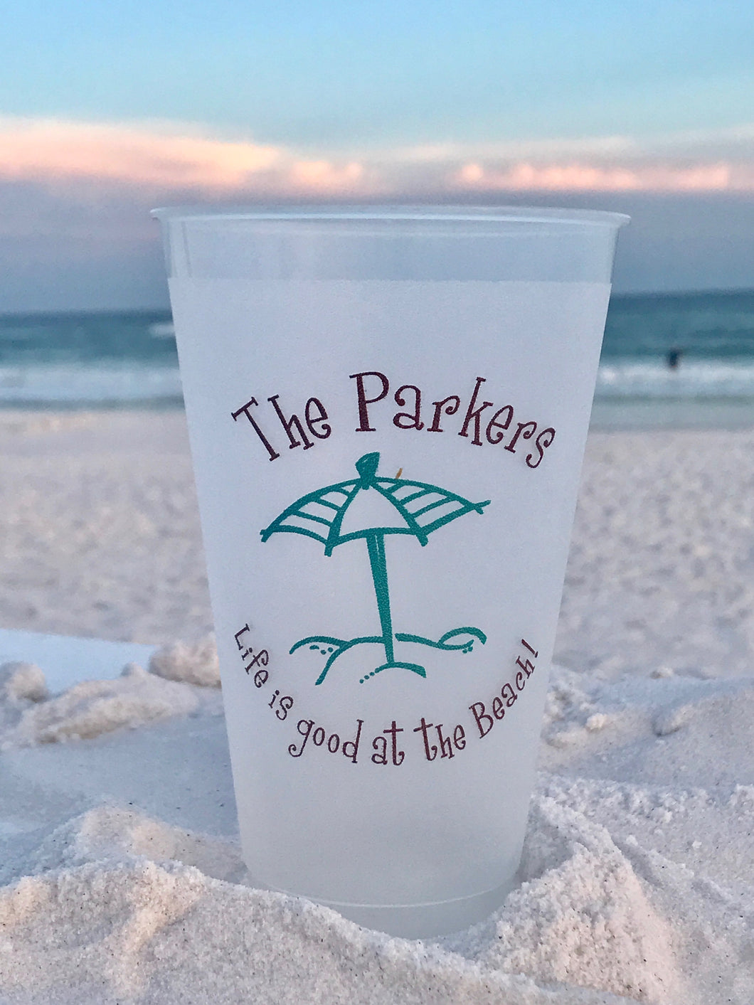 Beach Umbrella Two Color Printing - 20 oz. Shatterproof Cups