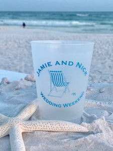 Beach Chair with One to Three Lines of Text - 16 oz. Shatterproof Cups