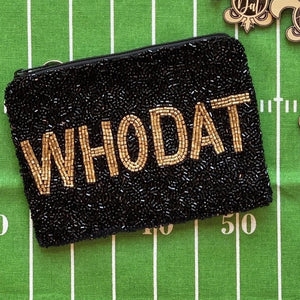 WHO DAT Saints Beaded Coin Purse