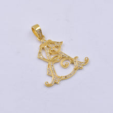 Peygotii 2 Letter Pave Diamond Monogram; 14K Yellow Gold Vermeil