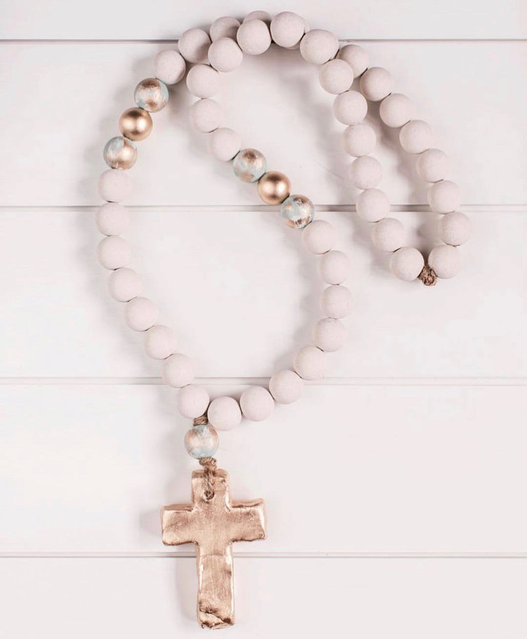 Large White Blessing Beads - Cross