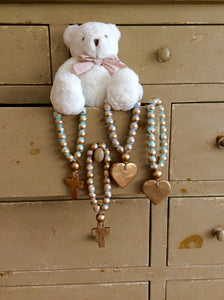 Petite Blue Blessing Beads - Cross