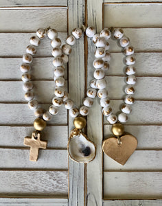 Petite White Blessing Beads - Cross