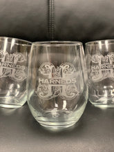 Engraved Stemless Wine Glasses - Set of 4, Vintage Vine Design