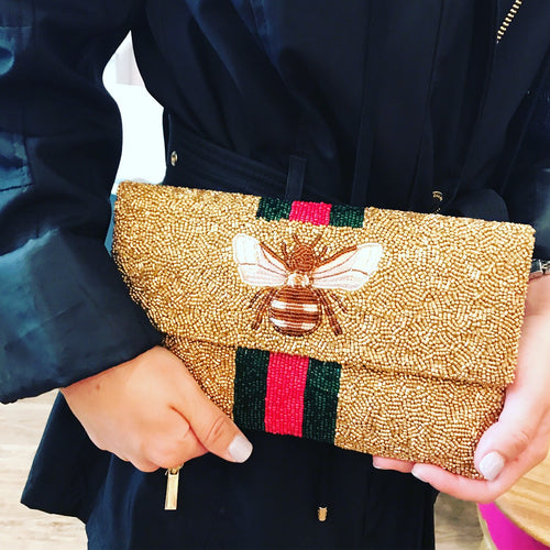 Gucci Inspired Beaded Bee Clutch