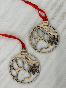 2020 Personalized Cat Dog Pet Paw Christmas Ornament