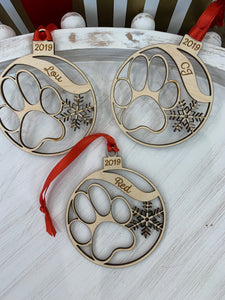 2020 Personalized Cat Dog Pet Paw Christmas Ornament