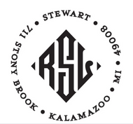 Stewart Monogram Self-Inking Stamper or Embosser option