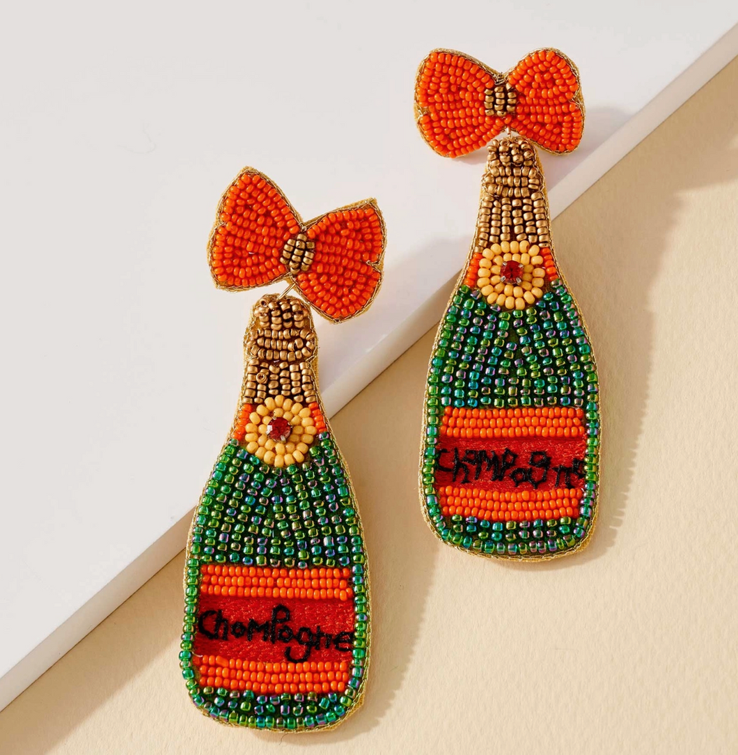 Champagne beaded hot sale earrings