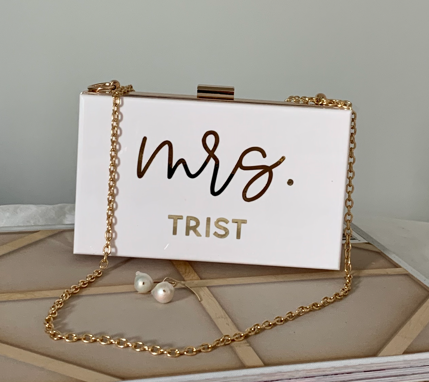 White sales box purse