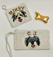 PAWsome Pet Wristlet Coin Purse or Cosmetic Beaded Bag