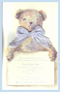 Teddy Bear Baby Blue Invitation