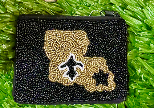 Beaded Louisiana Fleur de Lis Coin Purse