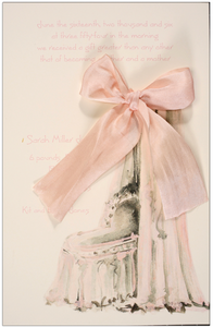 Royal Baby Basinette Pink Silk Ribbon Baby Invitation