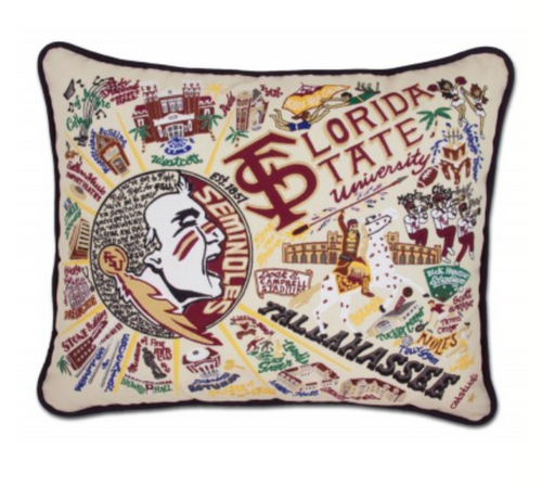 FSU Hand-Embroidered Pillow