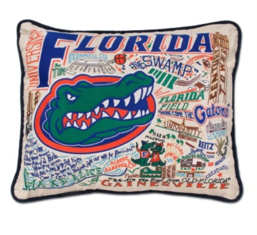 University of Florida Hand-Embroidered Pillow