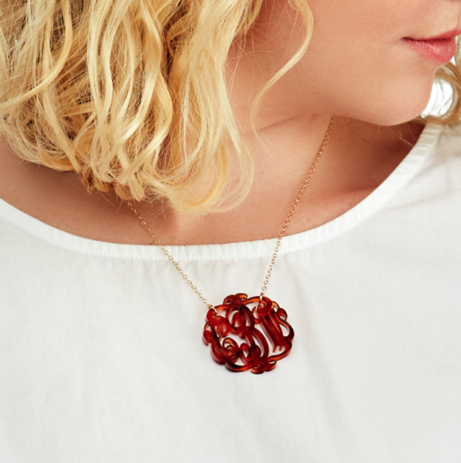 Paris Acrylic Intertwined Monogram Necklace Frill Seekers Gifts