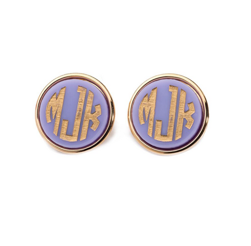 Vineyard Round Monogram Post Earrings