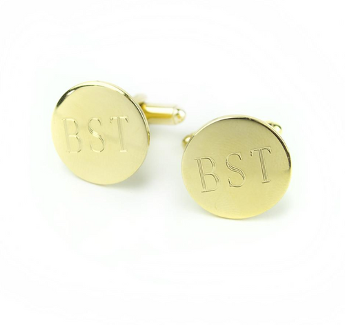 Engraved Round Monogram Cuff Links