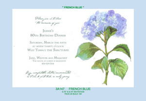 "French Blue" Hydrangea Floral Invitation