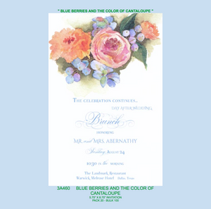 "Blue Berries & Peony" Floral Invitation