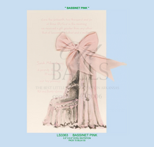 "Bassinet Pink" Silk Ribbon Baby Invitation