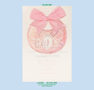 "Blush Bib" Pink Silk Ribbon Baby Invitation