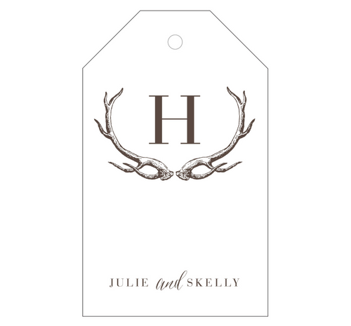 Antlers Hunting LetterPress Personalized Gift Tag - T27